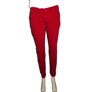 Rue 21 Red Stretch Jeans 7/8 5 Pocket Rivets Spandex Stretchy Y2K Bold Colorful
